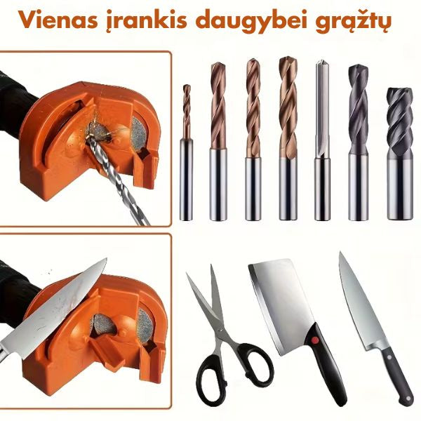 Universalus grąžtų galąstuvas – ilgaamžiškesni grąžtai be pastangų