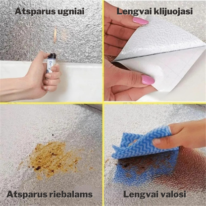 Apsauginė aliuminio folija virtuvei – švarūs paviršiai be riebalų ir dėmių