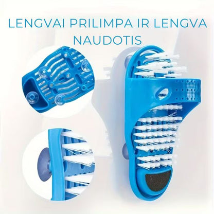 Dušo pėdų šepetys su pemza ir siurbtukais – švarios ir glotnios pėdos be lankstymosi