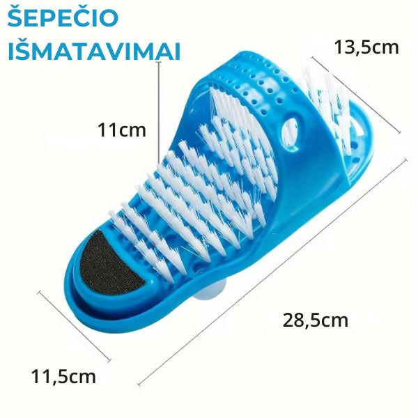 Dušo pėdų šepetys su pemza ir siurbtukais – švarios ir glotnios pėdos be lankstymosi