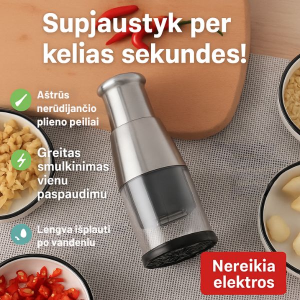 Rankinė daržovių pjaustyklė – greitas smulkinimas be vargo ir elektros