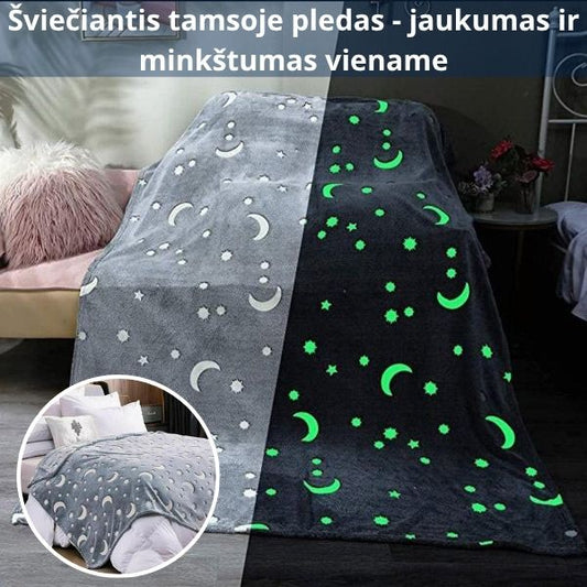 Itin švelnus šviečiantis pledas – jaukus miegas ir raminanti žvaigždžių šviesa naktį