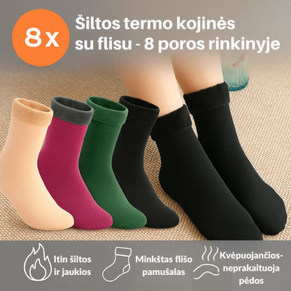 Minkštos termo kojinės su fliso pamušalu (komplektą sudaro 8 poros) – šiltos ir jaukios