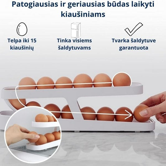 Automatinė kiaušinių laikymo lentynėlė – tvarka šaldytuve ir patogus paėmimas be vargo