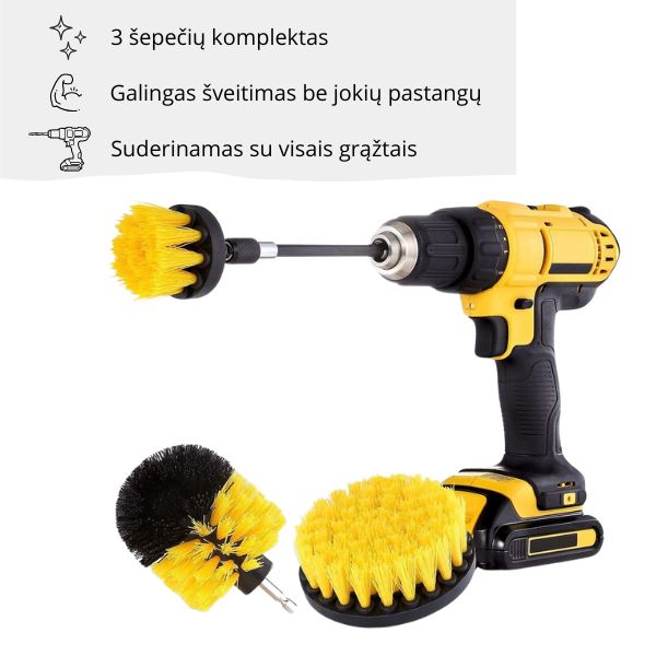 Galingas valymo šepečių rinkinys (3 vnt.)