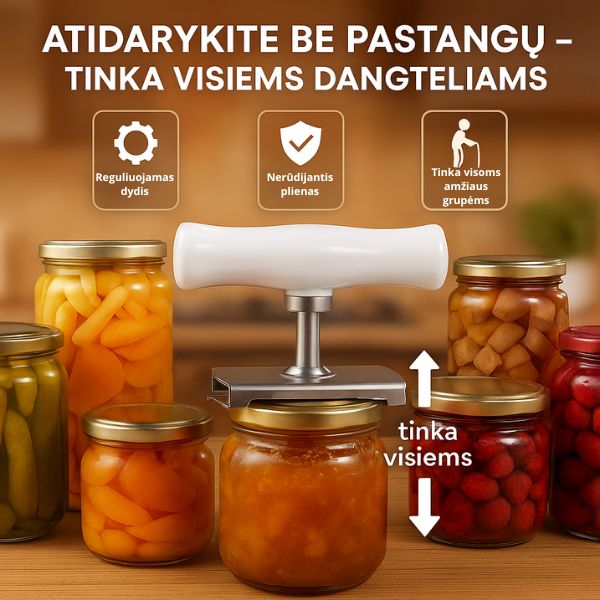 Universalus stiklainių ir butelių atidarytuvas (lengvas atidarymas be pastangų)