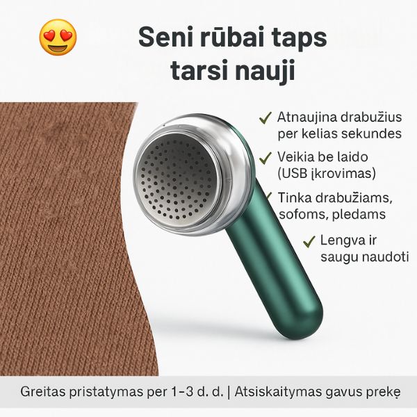 Elektrinis pūkelių valytuvas – drabužiai kaip nauji be pūkelių ir nusidėvėjimo