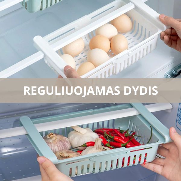 Reguliuojamas šaldytuvo stalčius – tvarka vos per kelias sekundes
