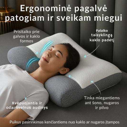 Ergonomiška pagalvė su kaklo atrama – ramesniam miegui be skausmo
