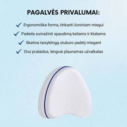 Ergonomiška kojų pagalvė miegui ant šono – stuburo ir sąnarių atramai visą naktį