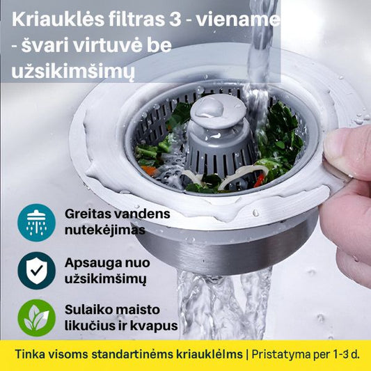 Universalus kriauklės sietelis ir kamštis – apsauga nuo kvapų ir maisto likučių