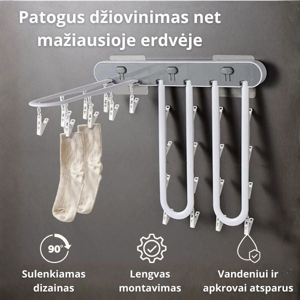 Sulankstoma sieninė skalbinių džiovyklė – taupo vietą ir laiką