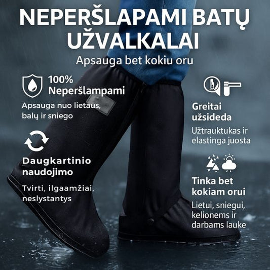 Neperšlampami batų užvalkalai – išlikite sausi bet kokiu oru (Universalus dydis)
