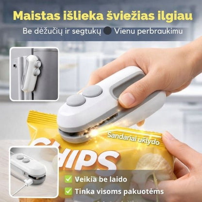 Belaidis maišelių sandariklis ir atidarytuvas – maistas išlieka šviežias ilgiau