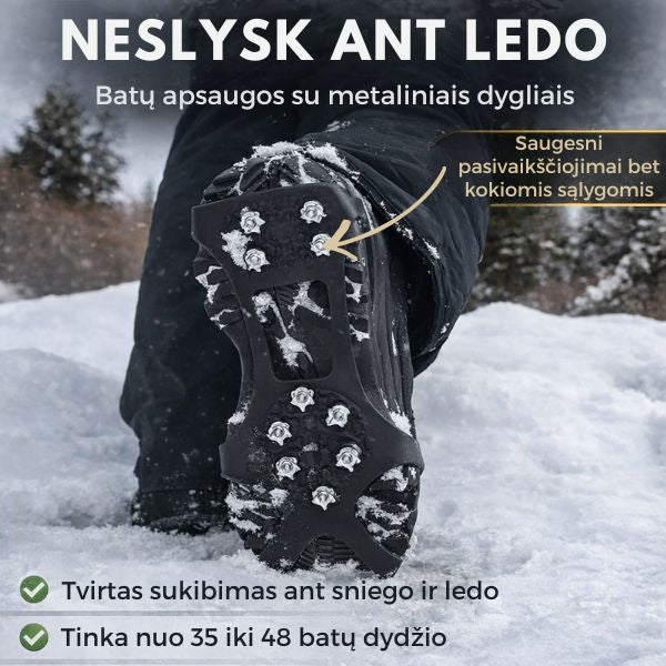 Batų apsaugos nuo slydimo su metaliniais dygliais – saugus ėjimas ant ledo ir sniego