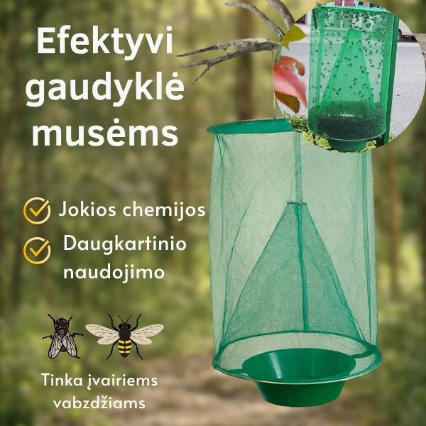Daugkartinė vabzdžių gaudyklė – efektyvi apsauga be chemikalų ir rūpesčių