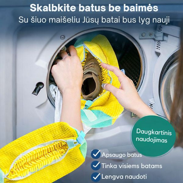 Skalbimo maišelis avalynei iš mikropluošto – saugus ir tylus batų skalbimas be pažeidimų