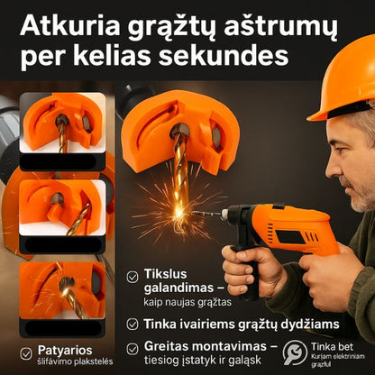 Universalus grąžtų galąstuvas – ilgaamžiškesni grąžtai be pastangų