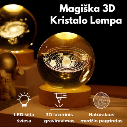 Šviečianti 3D Saulės sistemos kristalo lemputė – magiška atmosfera jūsų namams