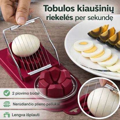 Kiaušinių pjaustyklė du viename – tobulai lygios riekelės ir skiltelės per sekundę
