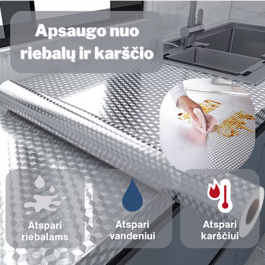 Apsauginė aliuminio folija virtuvei – švarūs paviršiai be riebalų ir dėmių