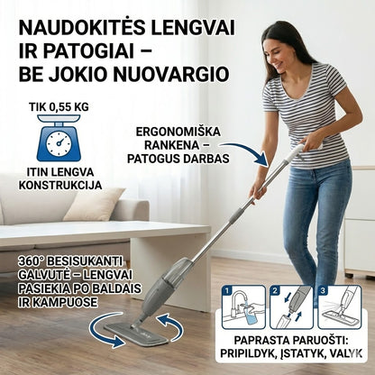 Purškiama grindų šluota su 300 ml talpa