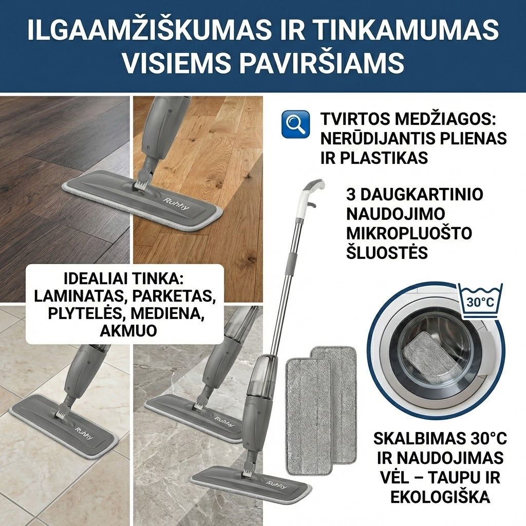 Purškiama grindų šluota su 300 ml talpa 