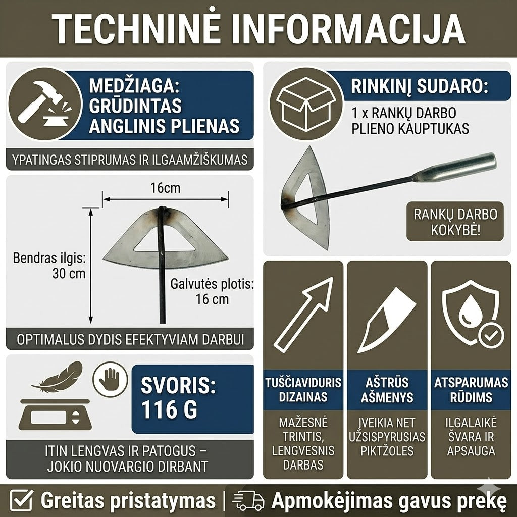 Rankinis sodo kauptukas iš grūdinto plieno 