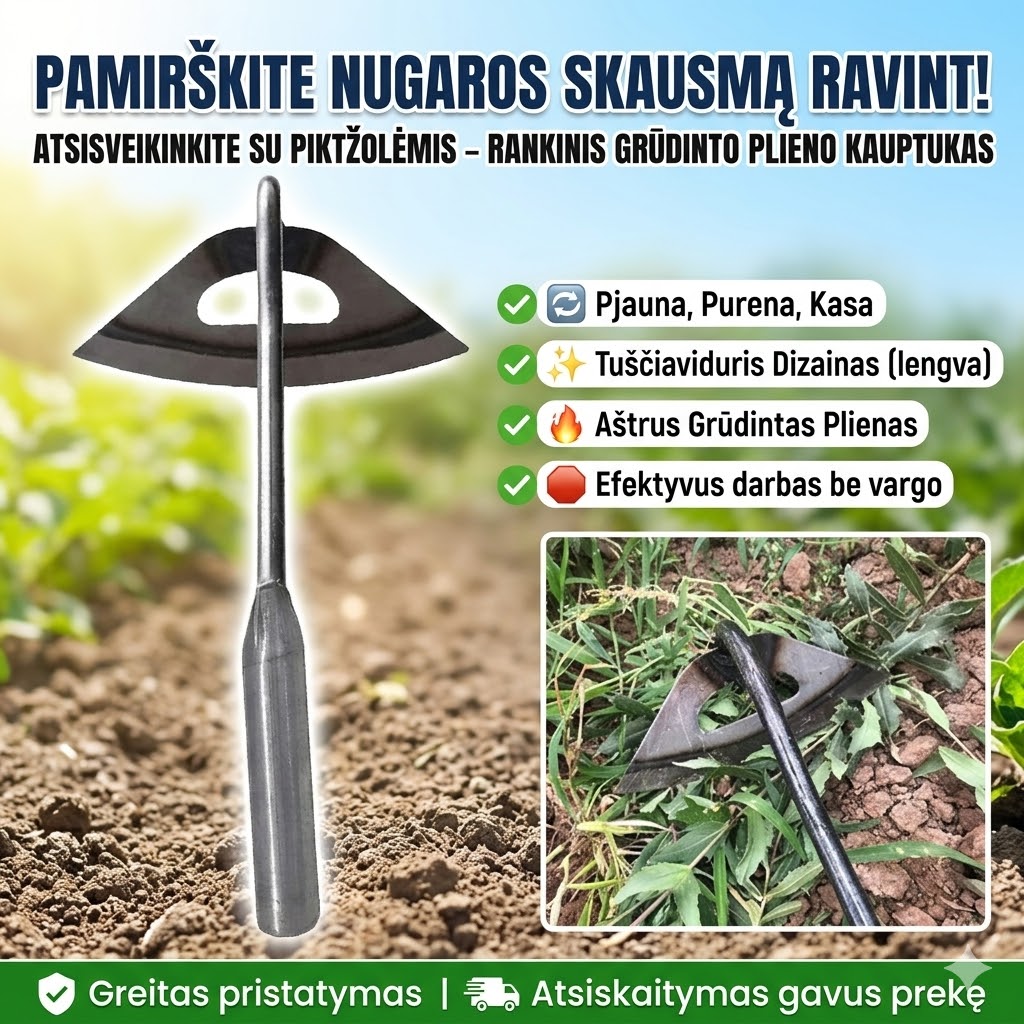 Rankinis sodo kauptukas iš grūdinto plieno 