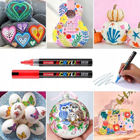 Akriliniai dažų markeriai – ryškios spalvos kūrybai ant bet kokio paviršiaus