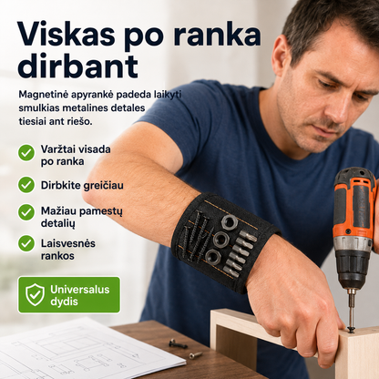 Magnetinė apyrankė varžtams laikyti (reguliuojamas dydis)