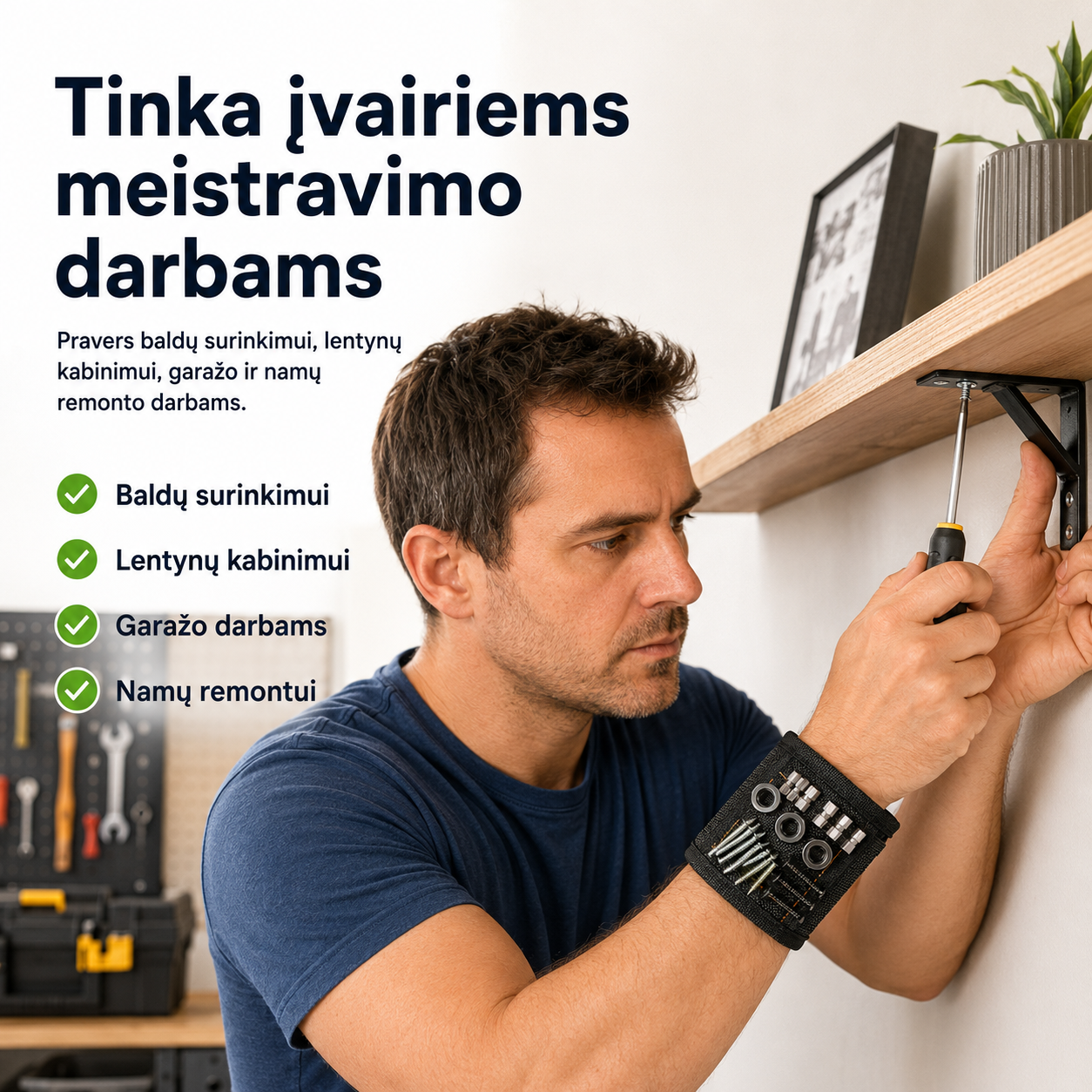 Magnetinė apyrankė varžtams laikyti (reguliuojamas dydis)