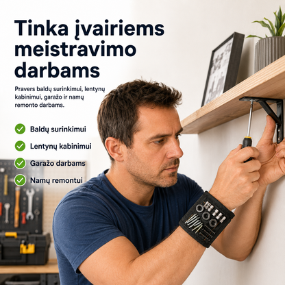 Magnetinė apyrankė varžtams laikyti (reguliuojamas dydis)
