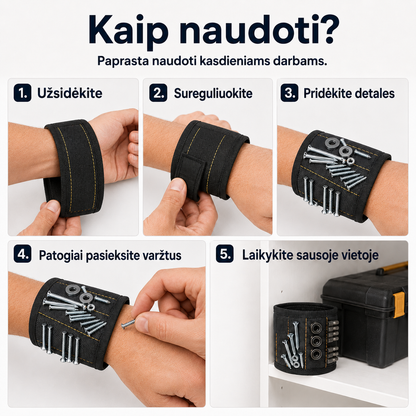 Magnetinė apyrankė varžtams laikyti (reguliuojamas dydis)