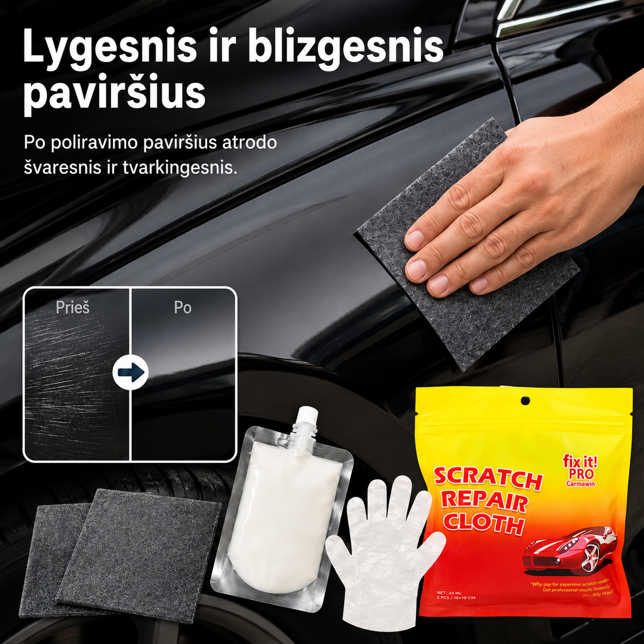 Automobilio įbrėžimų šalinimo rinkinys – nuotrauka 4