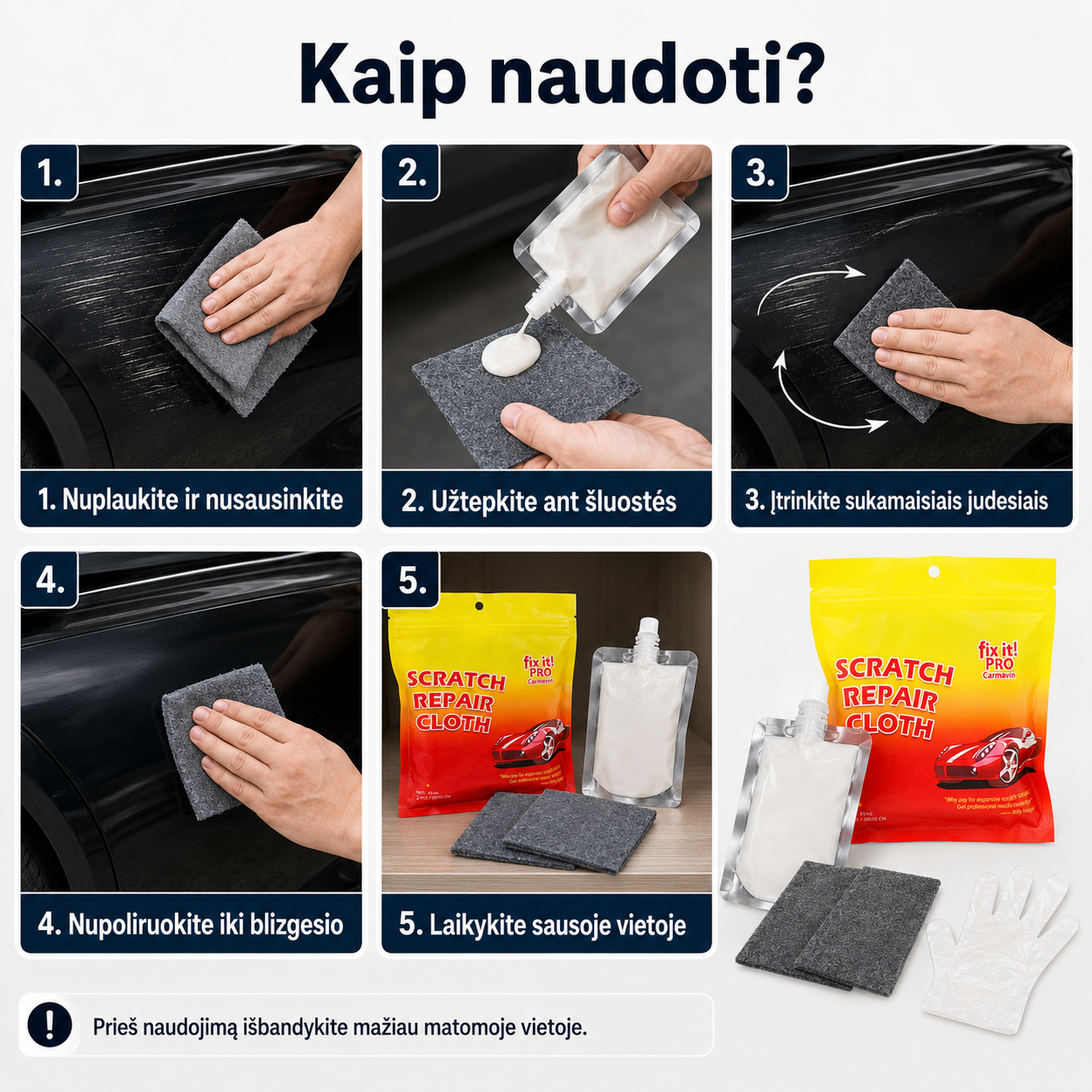 Automobilio įbrėžimų šalinimo rinkinys – nuotrauka 7