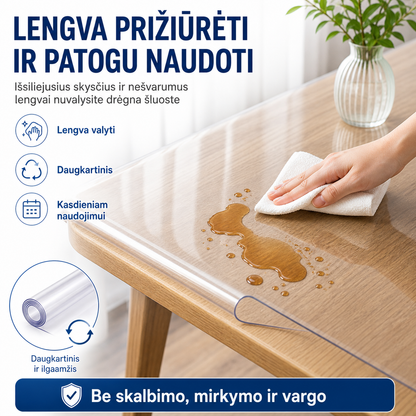 Permatomas PVC stalo uždangalas 90x160 cm – apsauga nuo dėmių ir įbrėžimų