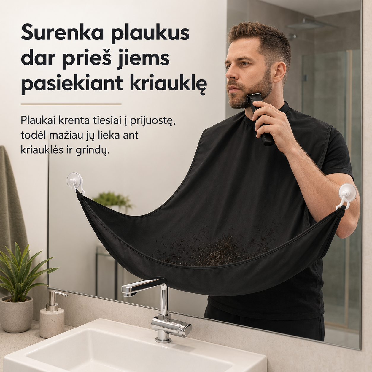 Barzdos skutimo prijuostė - daugiau tvarkos vonioje