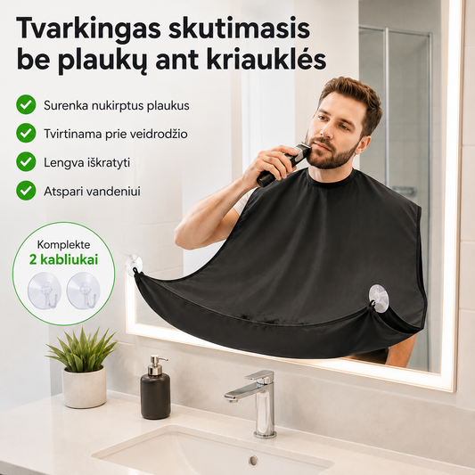 Barzdos skutimo prijuostė - daugiau tvarkos vonioje