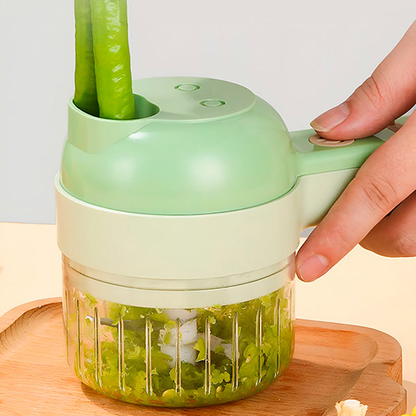 Elektrinis daržovių pjaustytuvas 4 viename – greitas pjaustymas ir smulkinimas be pastangų