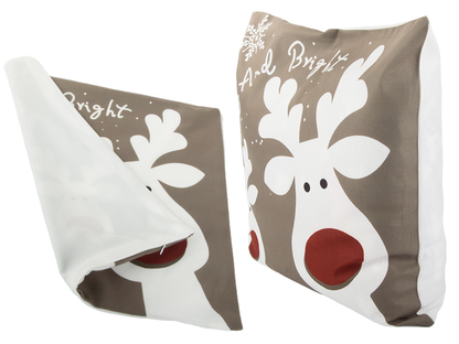 Kalėdinis pagalvėlės užvalkalas 45×45 cm su elniuku Rudolfu
