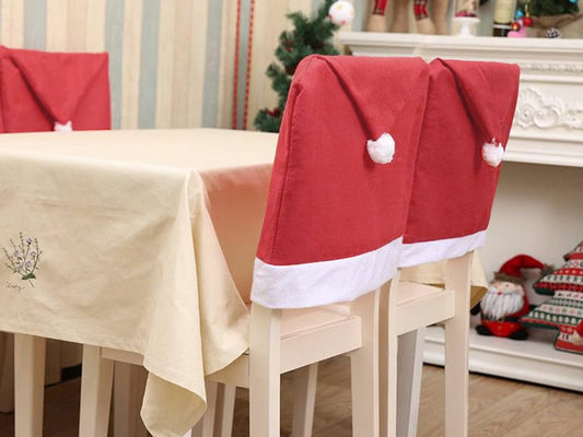 Kėdžių užvalkalai „Kalėdų Senelio kepurės“ (6 vnt.) – šventinė nuotaika kiekviename kampe