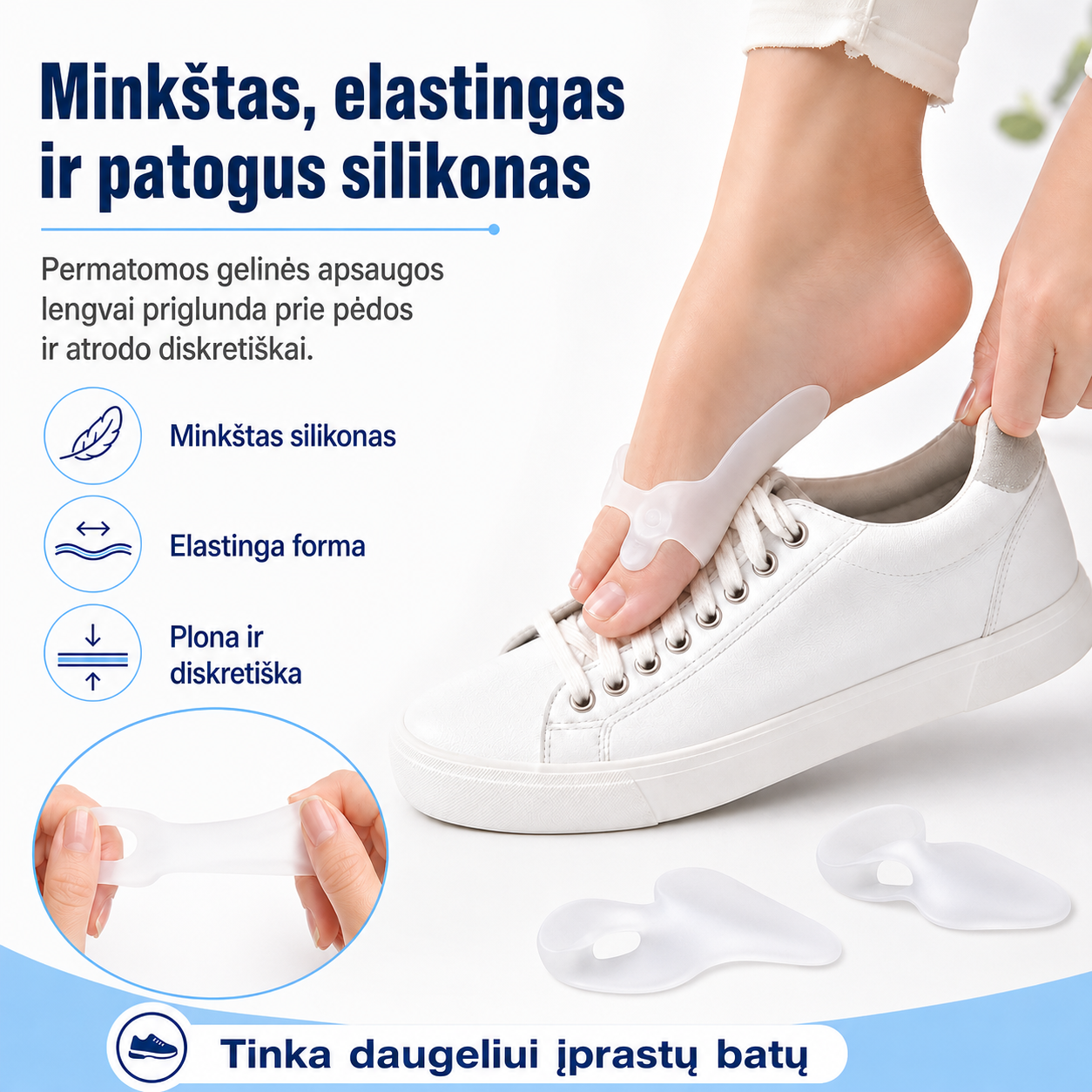Malšinantys diskomfortą geliniai silikoniniai pirštų įtvarai 2 vnt. - mažiau trinties ir daugiau komforto batuose