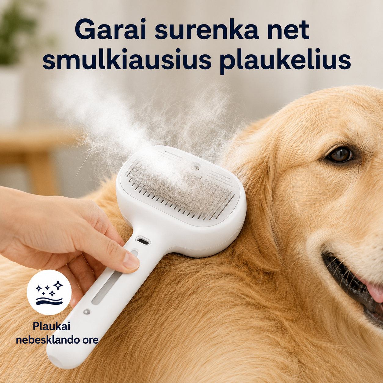 Garinis gyvūnų šukavimo šepetys (2 - viename, išsivalantis)