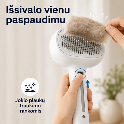 Garinis gyvūnų šukavimo šepetys (2 - viename, išsivalantis)