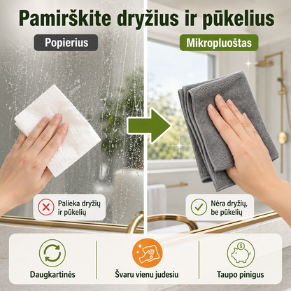 Mikropluošto valymo šluostės, 3 vnt. – švara be dryžių ir pūkelių