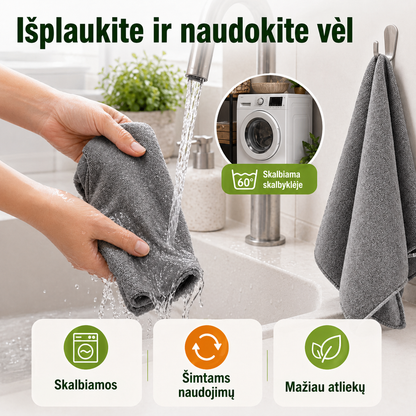 Mikropluošto valymo šluostės, 3 vnt. – švara be dryžių ir pūkelių