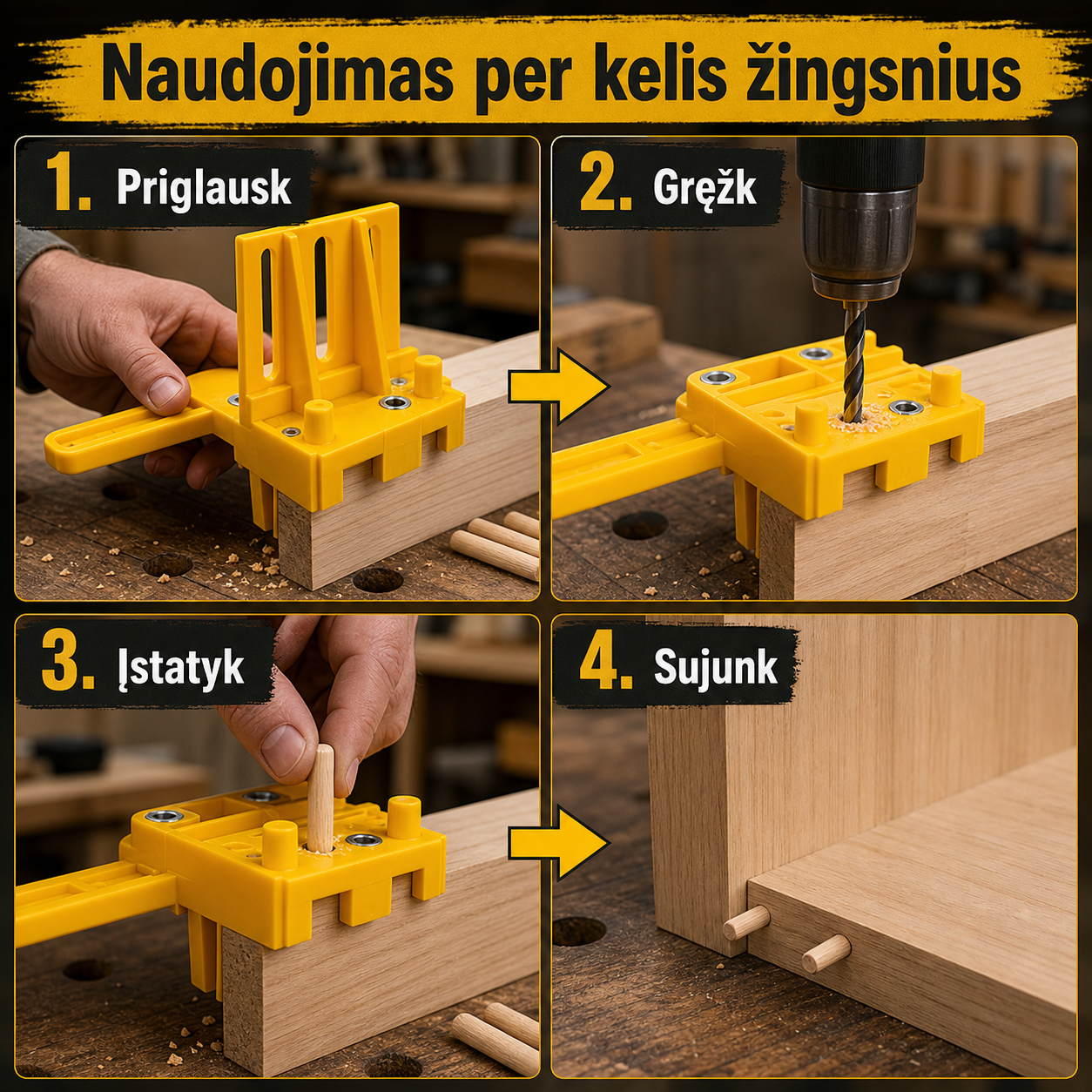 Kaiščių skylių gręžimo įrankis – lengvesnis baldų surinkimas namuose
