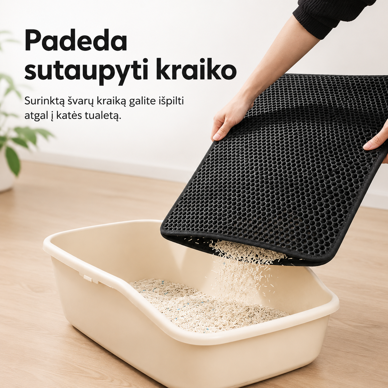 Kačių kraiko kilimėlis (dvisluoksnis korio dizainas)