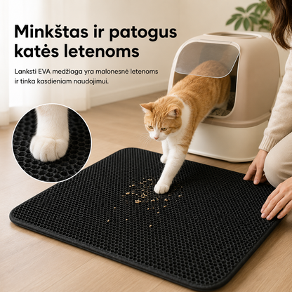 Kačių kraiko kilimėlis (dvisluoksnis korio dizainas)